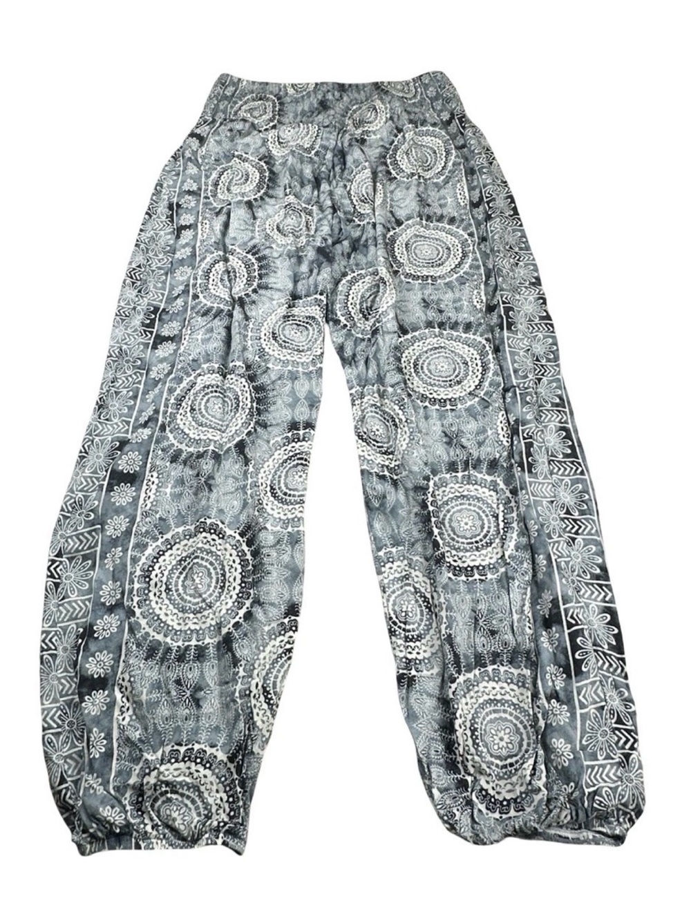 Lotus and Luna Mandala Harem Pants Women’s Boho Yoga Elastic Waist Jogger Medium